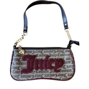 Juicy Couture Brown Monogram BAGUETTE Shoulder Bag Y2K GIRLY GLAM COQUETTE
